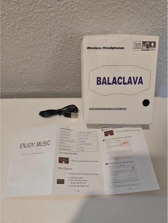 Other - Balaclava Wireless Headphones with Built-in Microphone and 3